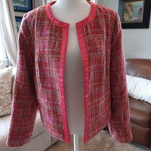 Pink boucle jacket, Chico's size 1 (8-10)